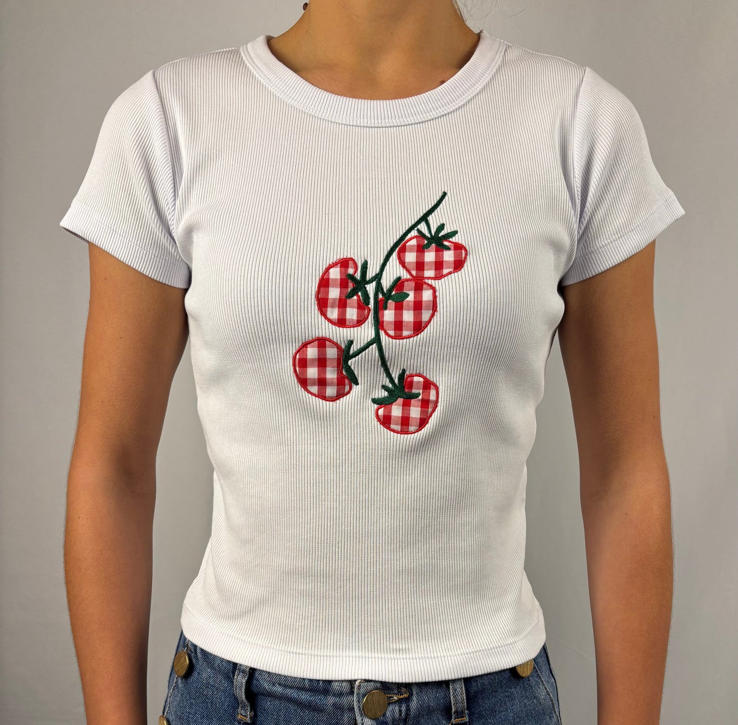 Gingham Tomato Heavy Ribbed Baby Tee