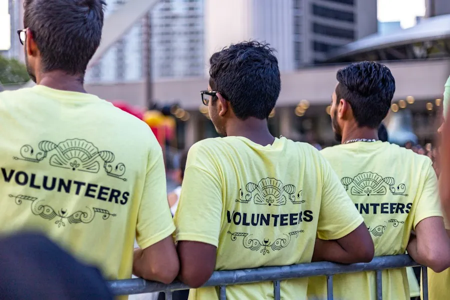 Matching printed volunteer shirts